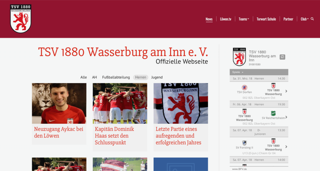 Wasserburger Löwen mit neuer Homepage